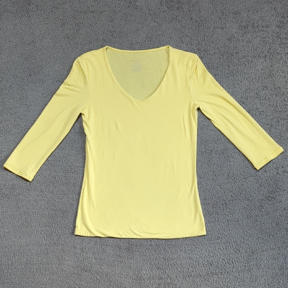 Lemonade Yellow 3/4 Sleeve V-Neck Top